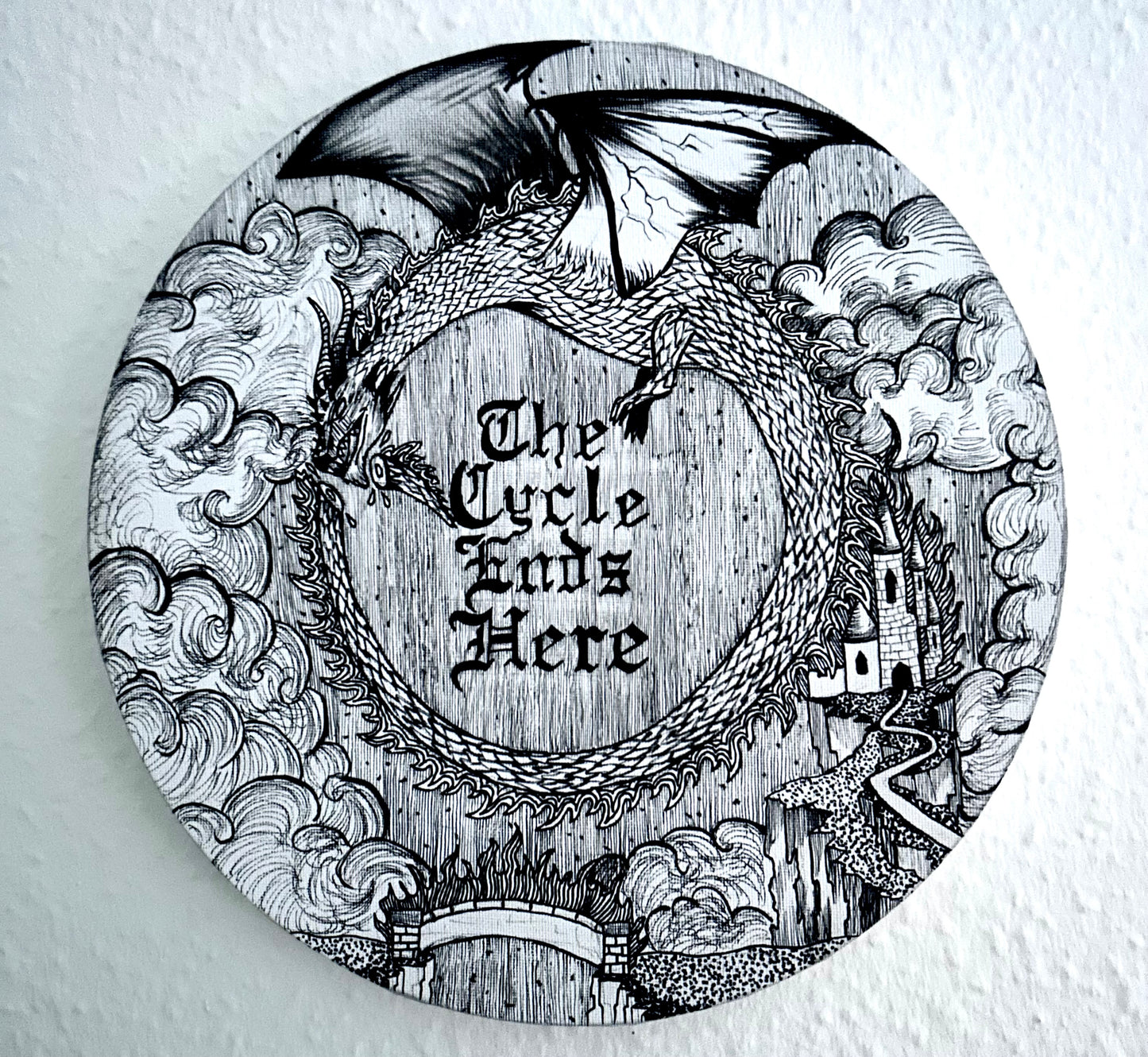 THE CYCLE ENDS HERE - Original handmade canvas art + prints